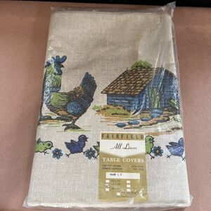 Fairfield All Linen Table Cover NWT 52”x70” Vintage Farmhouse